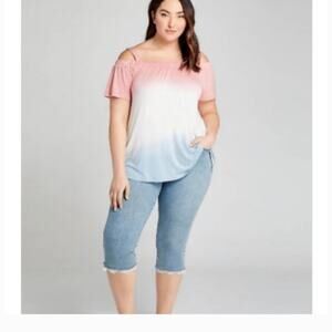 Lane Bryant Crochet Edge Mid Rise Pedal Pusher Jeans Sz.18